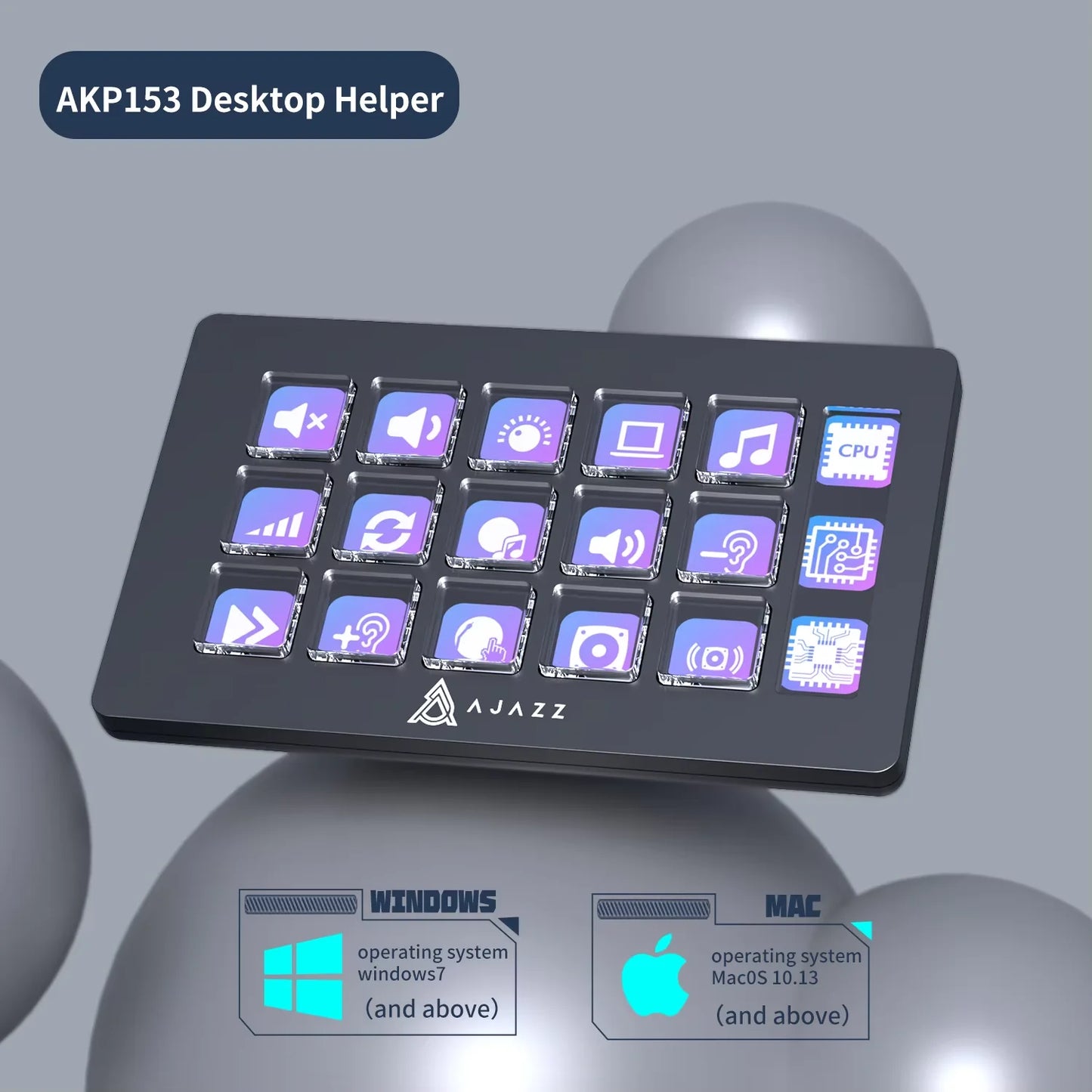 Desktop Helper 15 Keys With Screens Macro Keyboard Multifunctional Console Panel Desktop Assistente Custom Mini Keyboard