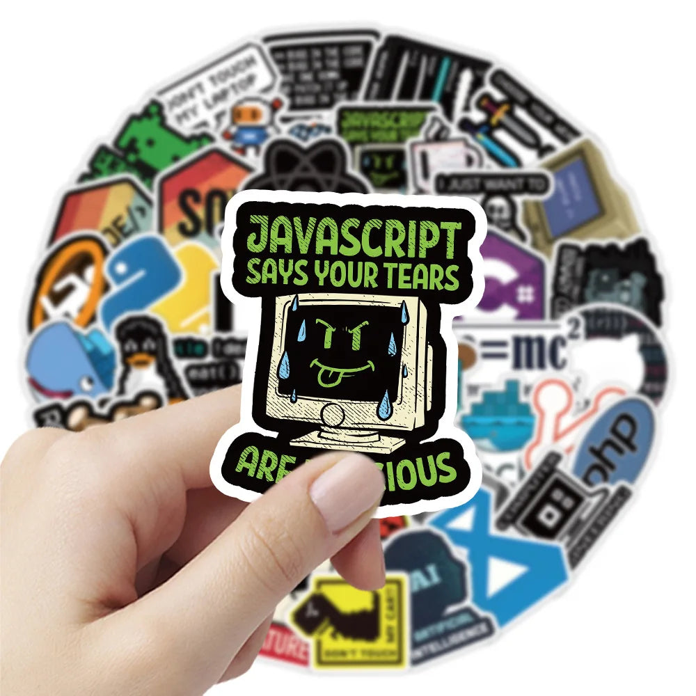 60/120PCS Programmer Computer Programming Graffiti Stickers Notebook Skateboard Stationary Laptop Waterproof Creative Stickers