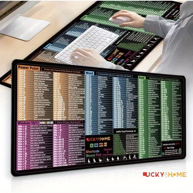 Windows Shortcut Mousepad | Non-Slip, Stitched Edges, HD Printed Shortcuts for Coding & Productivity