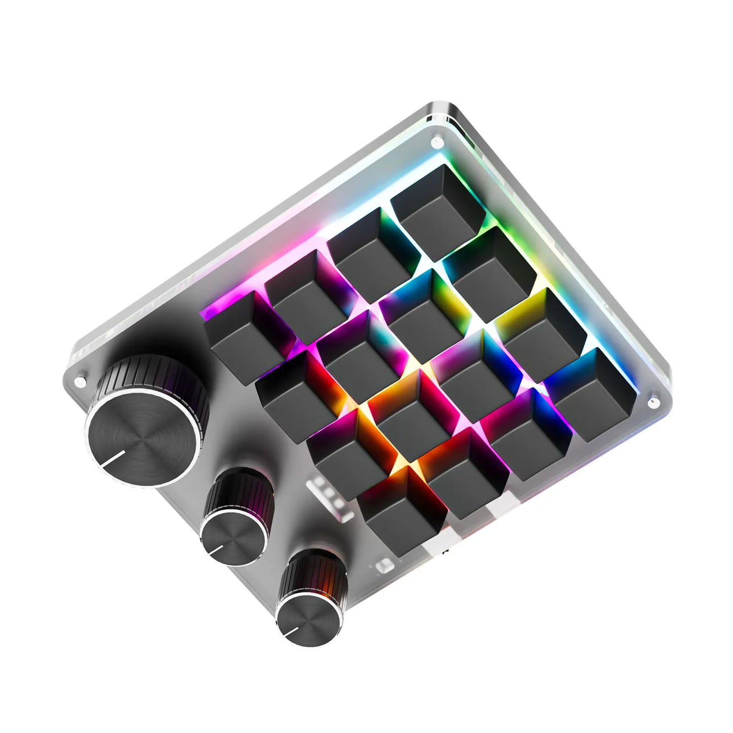 Programmable Macro Keyboard 16-Keys 3 Knob Gaming Keypad with USB Wired+BlueTooth Mode Volume Controller Programmable Macro Keyboard