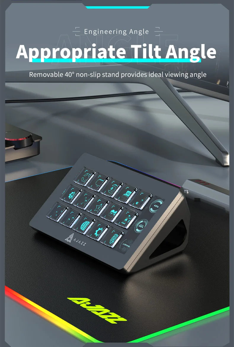 Desktop Helper 15 Keys With Screens Macro Keyboard Multifunctional Console Panel Desktop Assistente Custom Mini Keyboard