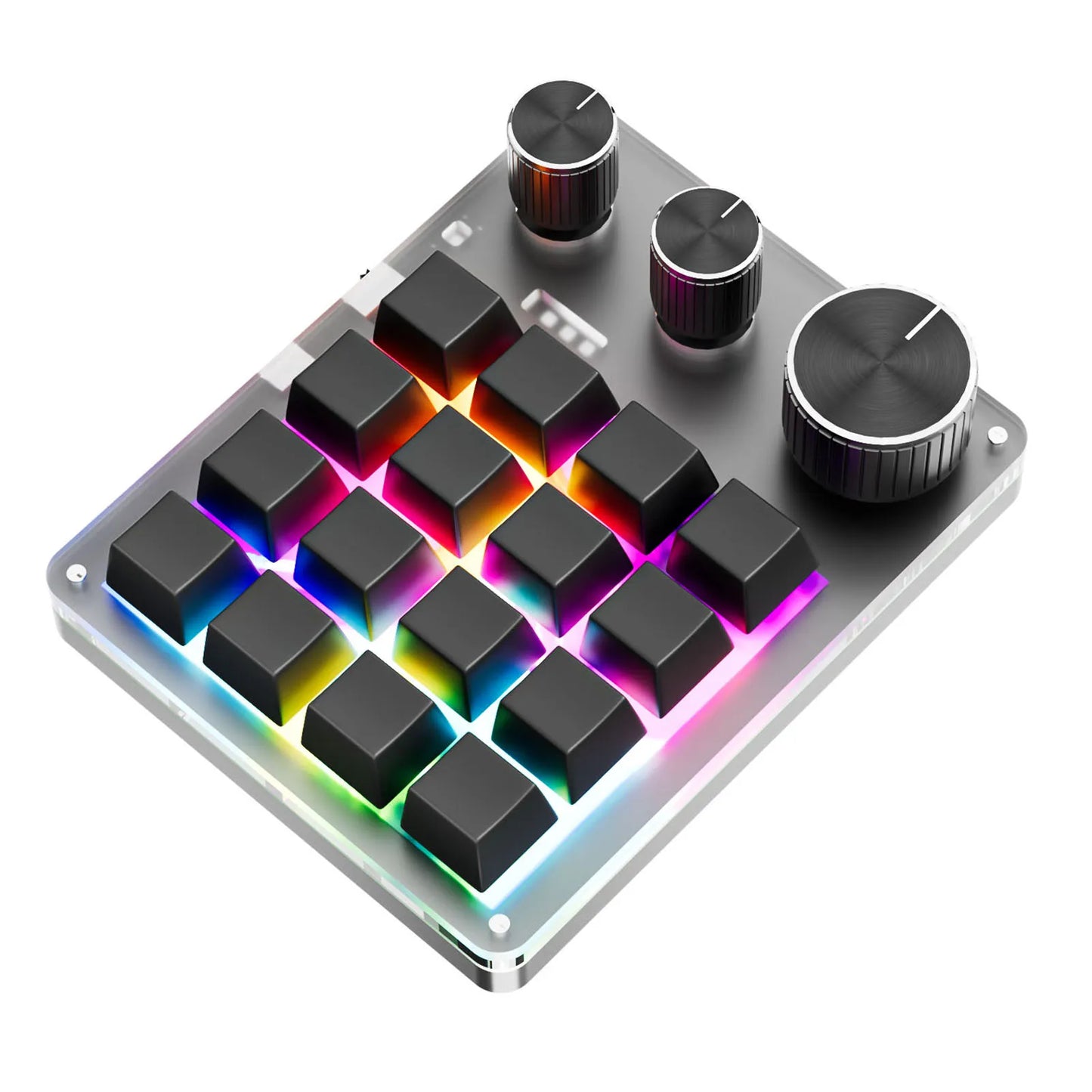 Programmable Macro Keyboard 16-Keys 3 Knob Gaming Keypad with USB Wired+BlueTooth Mode Volume Controller Programmable Macro Keyboard
