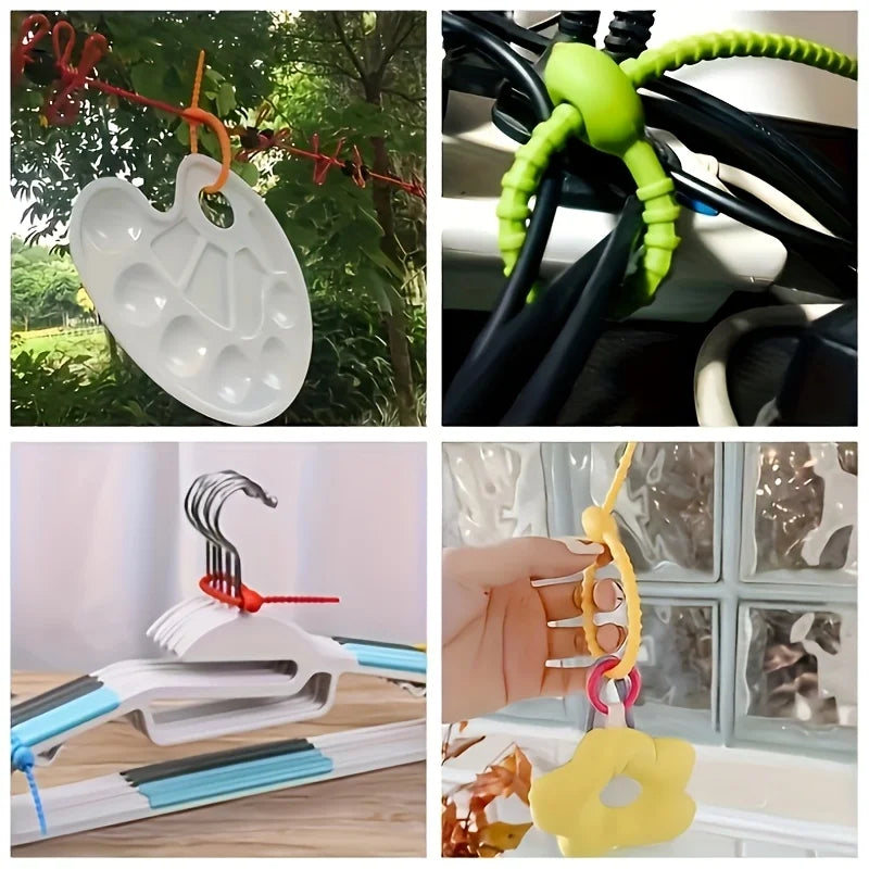 Silicone Reusable Cable Organizer Storage Bag Tie, Wire Management Zipper Tie, Multi-Functional Bag Clip,Organizer Clip cable