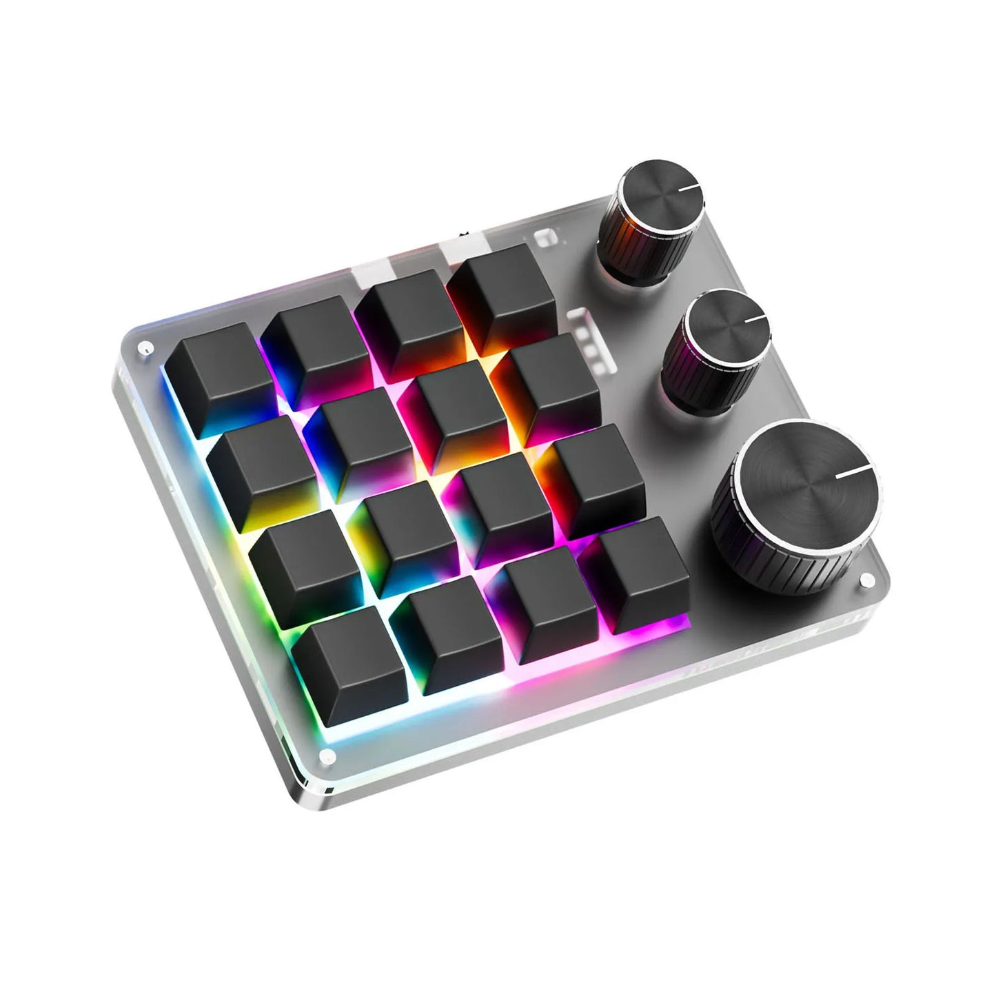 Programmable Macro Keyboard 16-Keys 3 Knob Gaming Keypad with USB Wired+BlueTooth Mode Volume Controller Programmable Macro Keyboard