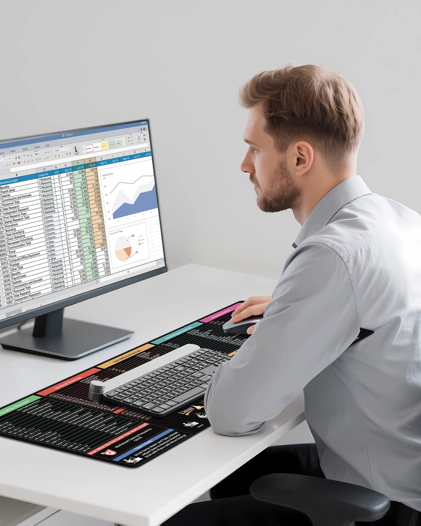 Linux Commands Shortcut Mousepad | Non-Slip, Stitched Edges, HD Printed Shortcuts for Coding & Productivity