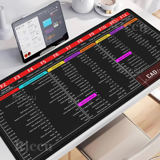 CAD Office Shortcuts Mouse Pad Large Extended for Auto CAD Big Keyboard Mousepad Gaming Stitched Edge Non-Slip Base Desk Mat