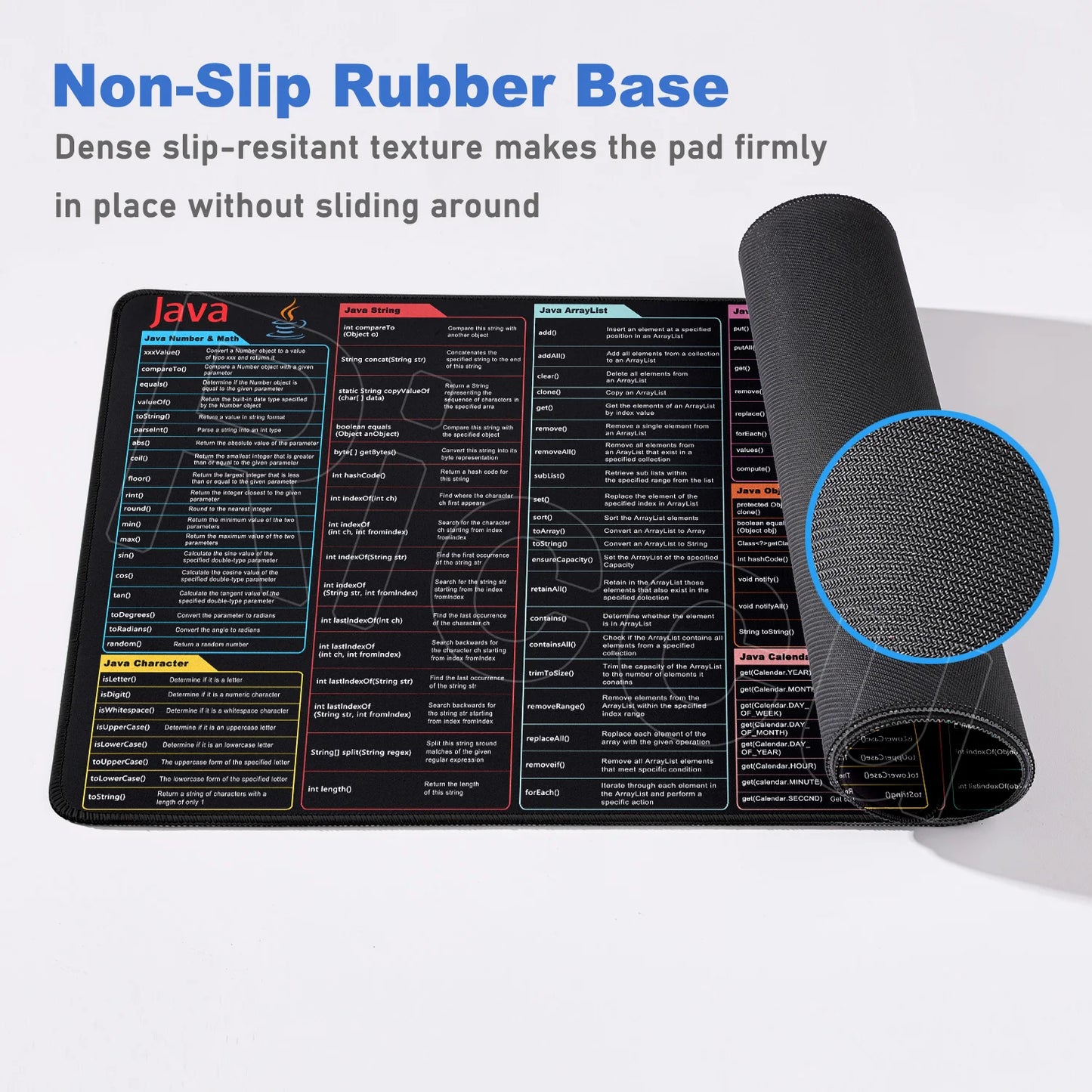 Java Programing Shortcut Mousepad | Non-Slip, Stitched Edges, HD Printed Shortcuts for Coding & Productivity