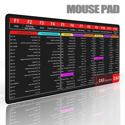 CAD SolidWorks Large Shortcut Keys Mouse Pad Cheat Sheet Table Pads Cheat Sheet Keyboard Rubber Stitched Edge Non-Slip Desk Mat