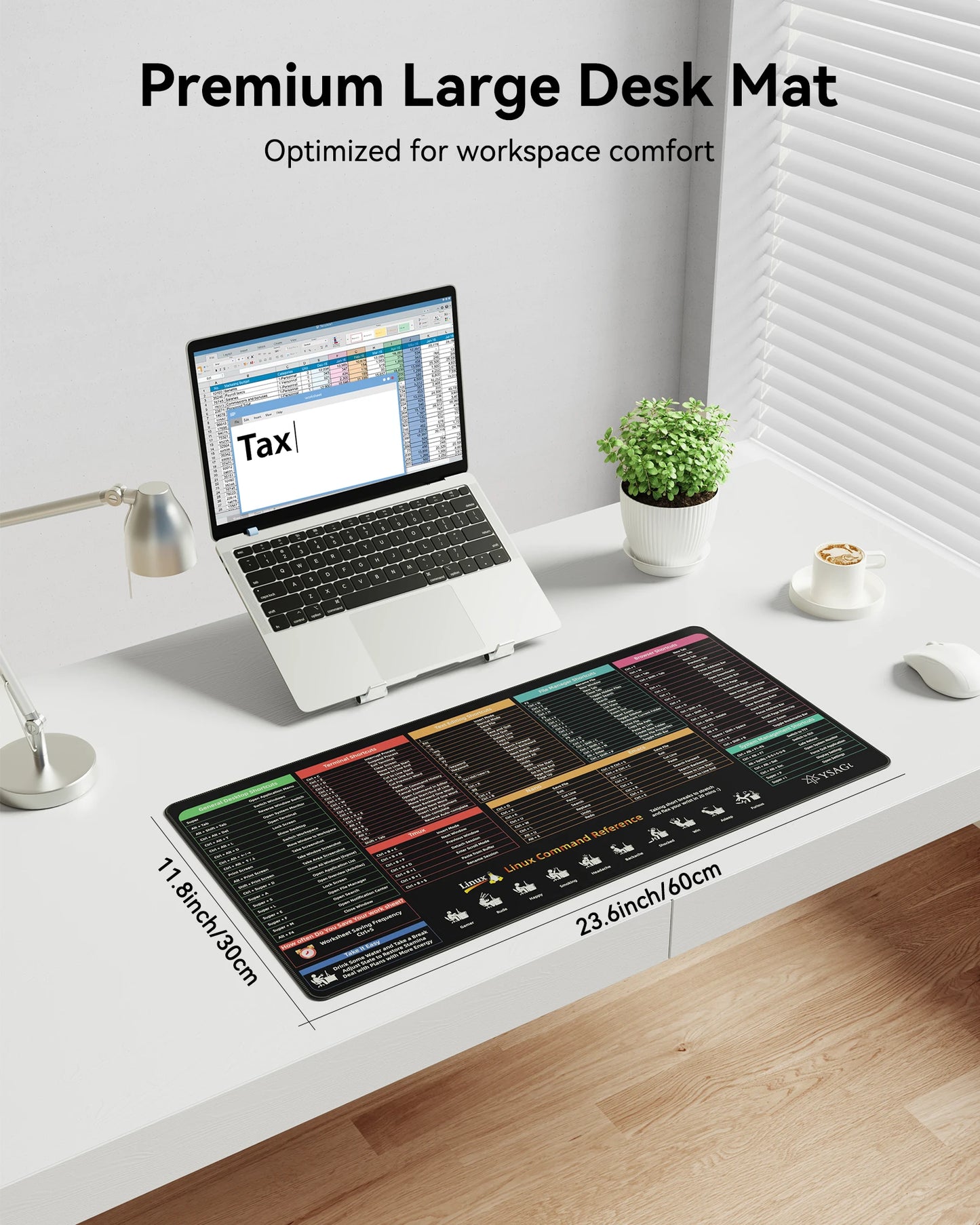 Linux Commands Shortcut Mousepad | Non-Slip, Stitched Edges, HD Printed Shortcuts for Coding & Productivity