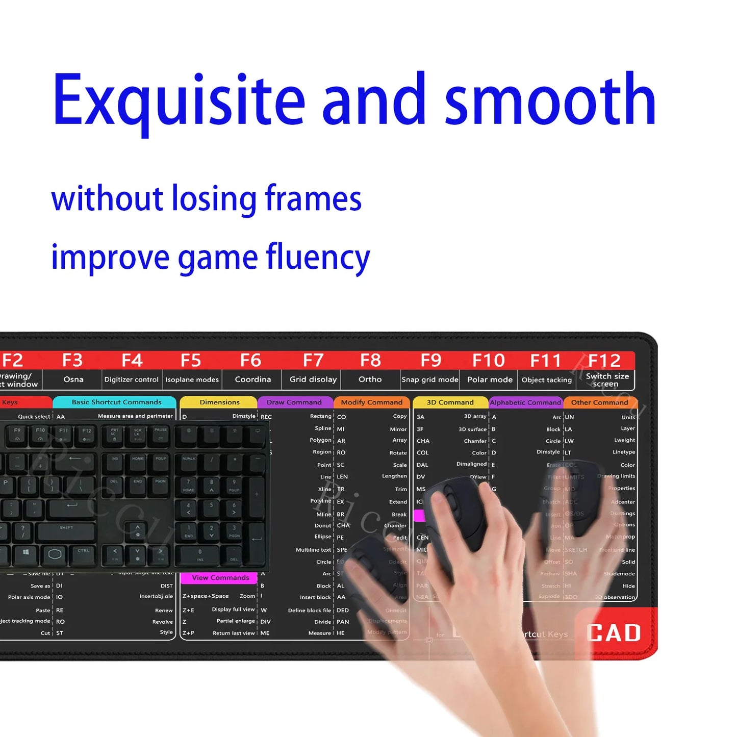 CAD Office Shortcuts Mouse Pad Large Extended for Auto CAD Big Keyboard Mousepad Gaming Stitched Edge Non-Slip Base Desk Mat