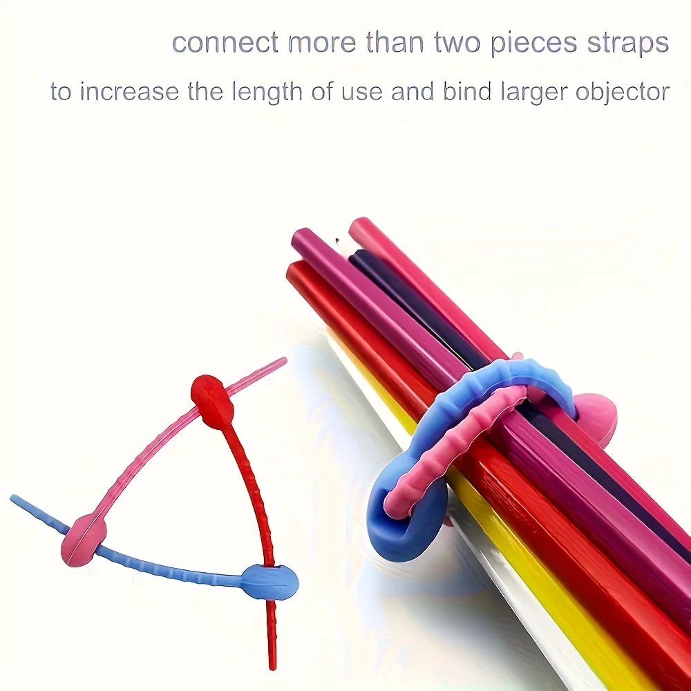 Silicone Reusable Cable Organizer Storage Bag Tie, Wire Management Zipper Tie, Multi-Functional Bag Clip,Organizer Clip cable