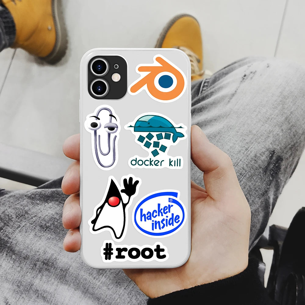 Geek Developers Stickers Programming Languages Application Logo Waterproof Decal for Laptop Luggage Phone Decorative
