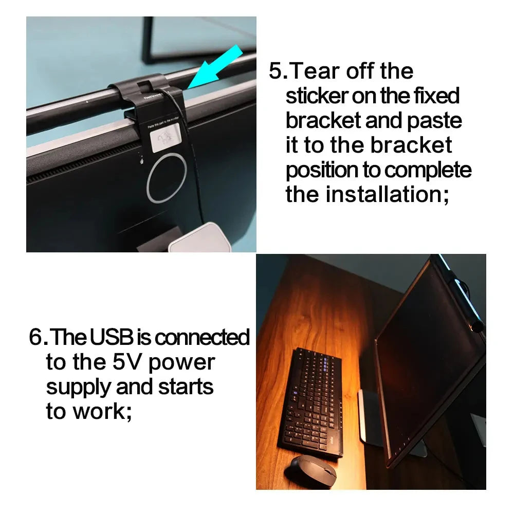 Desktop Monitor Light Bar  Eye Care Lighting Work Game Learning Reading Dimming Table Light Strip RGB Atmosphere Lamp