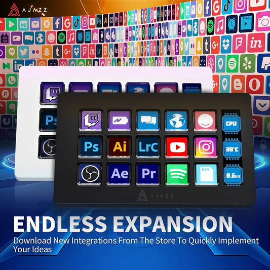 Desktop Helper 15 Keys With Screens Macro Keyboard Multifunctional Console Panel Desktop Assistente Custom Mini Keyboard