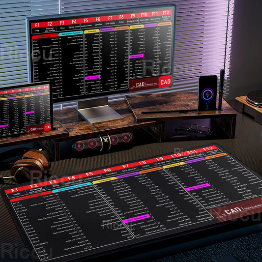 CAD SolidWorks Large Shortcut Keys Mouse Pad Cheat Sheet Table Pads Cheat Sheet Keyboard Rubber Stitched Edge Non-Slip Desk Mat