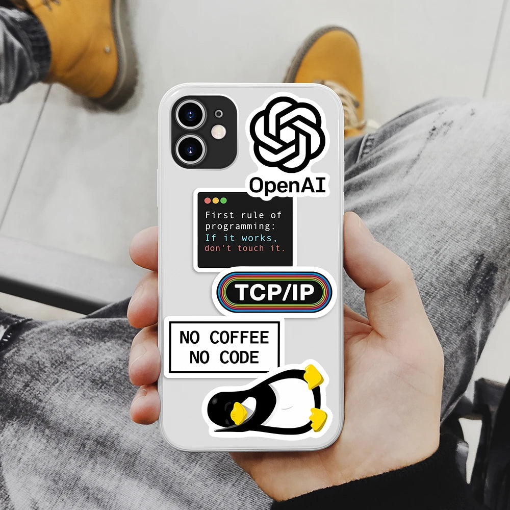 Programming Stickers Hacker Application Logo Developers Programming Waterproof Decal for Laptop Phone Decorative