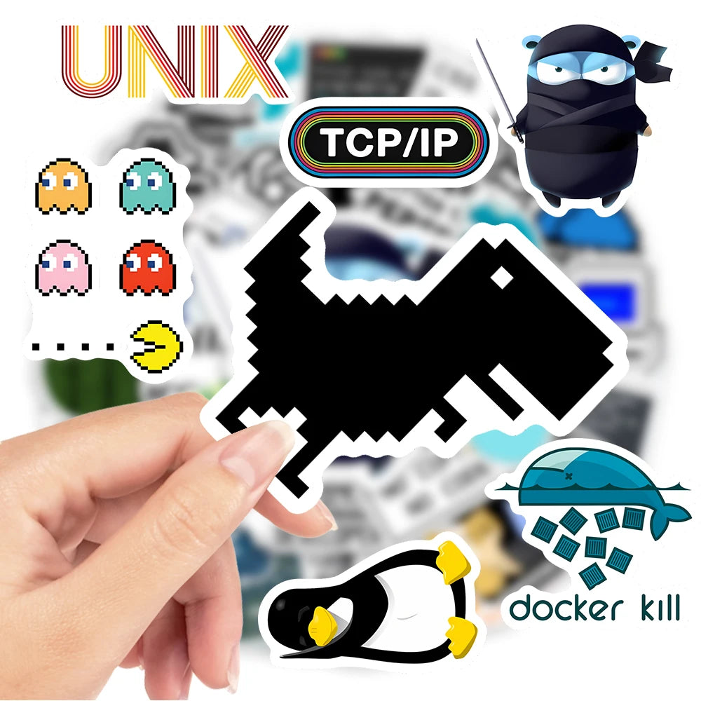 Programming Stickers Hacker Application Logo Developers Programming Waterproof Decal for Laptop Phone Decorative