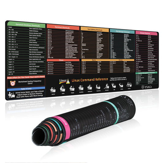 Linux Commands Line Mouse pad Cheat Sheet Mousepad. Shortcuts to Kali/Ubuntu/OpenSUSE/Arch/Debian/Unix Programmer Desk Mat