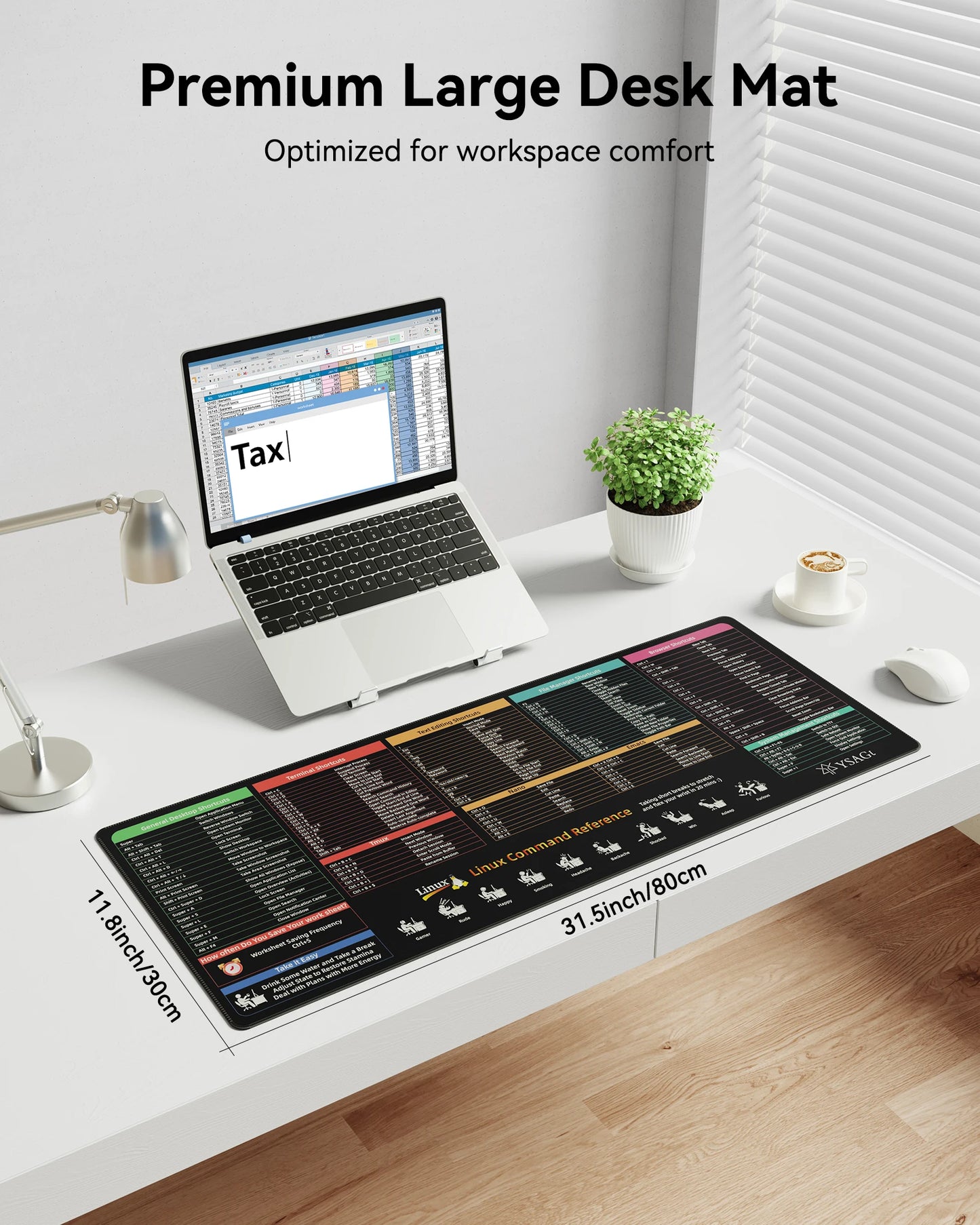 Linux Commands Shortcut Mousepad | Non-Slip, Stitched Edges, HD Printed Shortcuts for Coding & Productivity