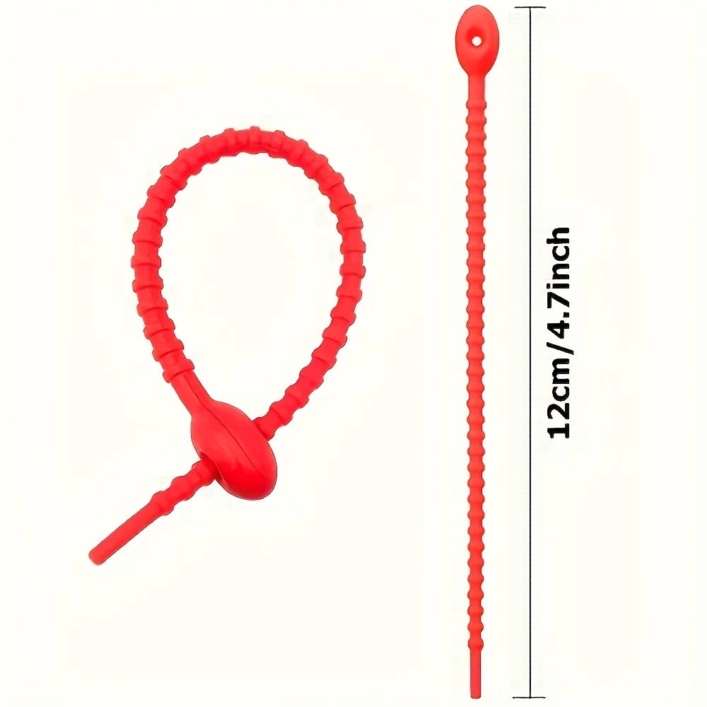 Silicone Reusable Cable Organizer Storage Bag Tie, Wire Management Zipper Tie, Multi-Functional Bag Clip,Organizer Clip cable