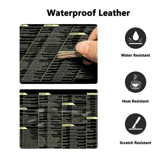 Python Patterns Leather Desk Pad Mouse Protector Non-Slip Large Mouse Pad Home &Office Desk Mat PU Leather Laptop Desk Pad