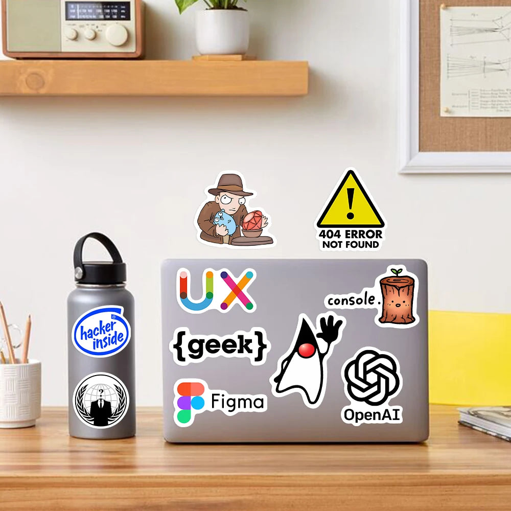 Geek Developers Stickers Programming Languages Application Logo Waterproof Decal for Laptop Luggage Phone Decorative