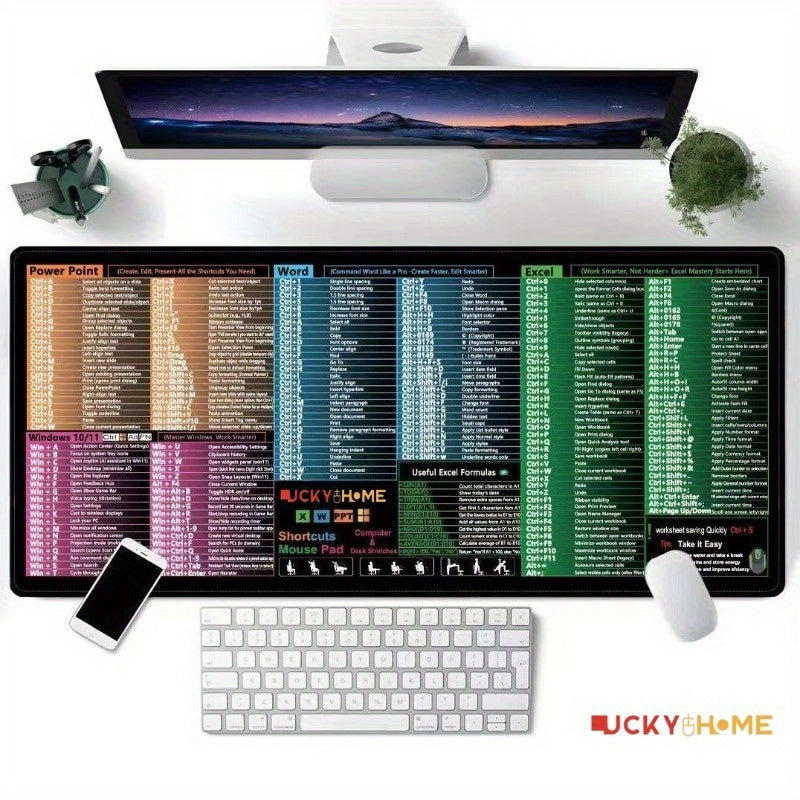 Windows Shortcut Mousepad | Non-Slip, Stitched Edges, HD Printed Shortcuts for Coding & Productivity