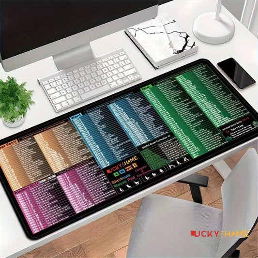 Extra-large Shortcut Keys Mouse Pad for Excel/Word/PowerPoint/Windows Shortcuts – Excel Cheat Sheet Desk Pad, Computer Mousepad – Gaming, Office, Non-Slip, Stitched Edges, Prefer Gift for Him or Her