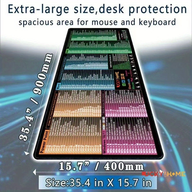 Windows Shortcut Mousepad | Non-Slip, Stitched Edges, HD Printed Shortcuts for Coding & Productivity