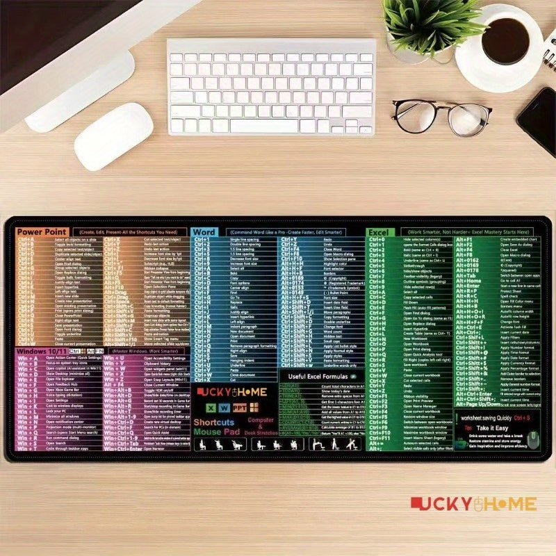 Windows Shortcut Mousepad | Non-Slip, Stitched Edges, HD Printed Shortcuts for Coding & Productivity